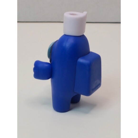 Among Us Blue Crewmate Mini Figures 2" White Toilet Paper Hat Series 2 Toikido - Picture 3 of 5